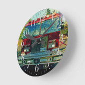 Moteur D'Incendie Attendant Une Horloge À Mur D'In (Angle)