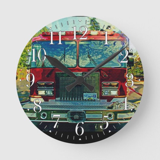 Moteur D'Incendie Attendant Une Horloge À Mur D'In (Recto)