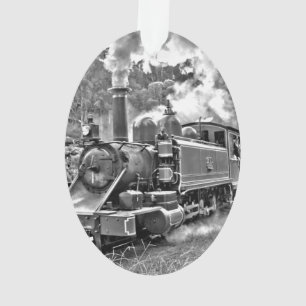 Moteur vintage noir et blanc de train de vapeur