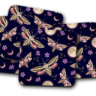 Moth à fleurs violettes Dessous de verre de lièg