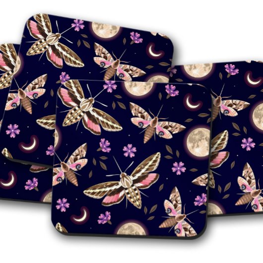 Moth à fleurs violettes | Dessous de verre de lièg