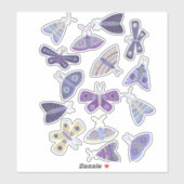 Moth Blue Paarse Art Sticker (Vel)