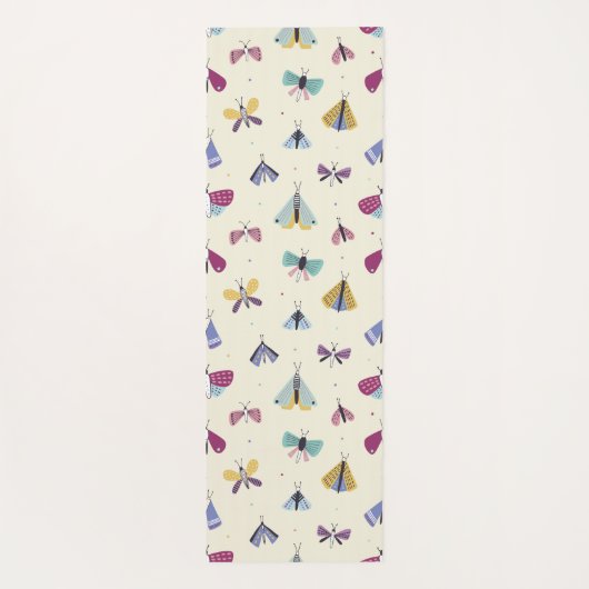 Moth Butterfly kleurig Pattern Yoga Mat (Achterkant)