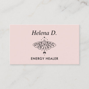 Moth Butterfly Moon Phase Reiki Practitioner Pink Visitekaartje