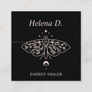 Moth Butterfly Moon Phase Reiki Practitioner Yoga Vierkante Visitekaartje
