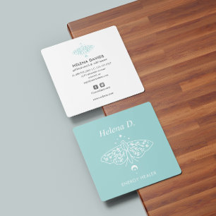 Moth Butterfly Moon Phase Reiki Practitioner Yoga Vierkante Visitekaartje