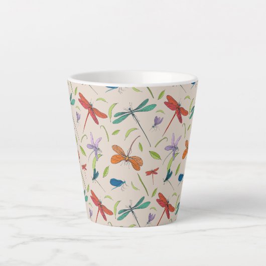 Moth Butterfly Pattern Latte Mok (Voorkant)