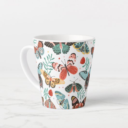 Moth Butterfly Pattern Latte Mok (Linkerhoek)