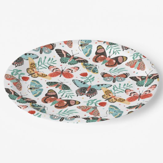 Moth Butterfly Pattern Papieren Bordje (Gekanteld)