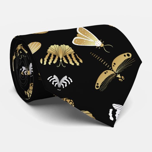 Moth Butterfly Pattern Stropdas (Opgerold)