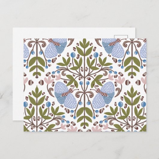 Moth floral pattern briefkaart (Voorkant / Achterkant)