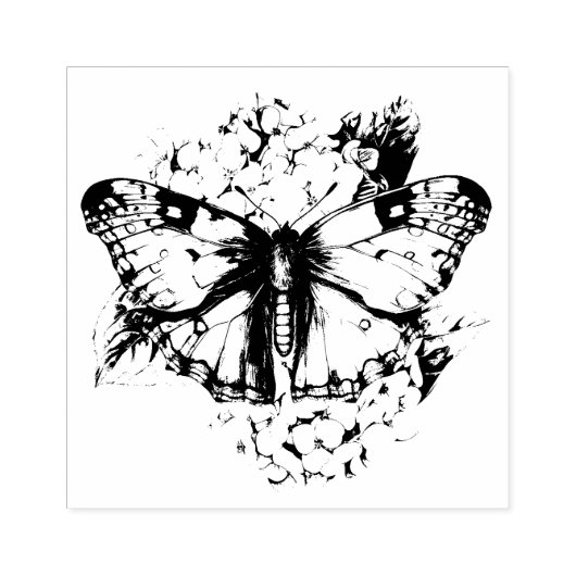 Moth & Flowers Rubber Stamp Rubberstempel (Afrduk)