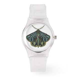 Moth illustration watch horloge