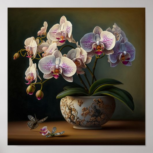 Moth Orchid Flowers Art Print Poster (Voorkant)