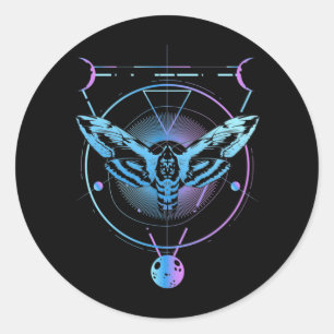 Moth Pastel Gothic Geometric Witchy Crescent Ronde Sticker