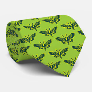 Moth Pattern - Do Groen en Geel op Mars Groen Stropdas