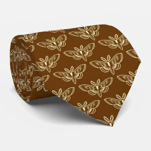 Moth Pattern - Walnoot, Bleek geel en Walnoot Stropdas