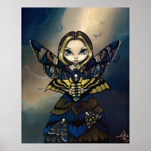 Moth Queen: Acherontia Atropos gothic fairy Print (Voorkant)