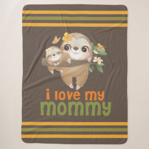 Mother and Baby Sloths Hanging on a Branch I love Sherpa Deken