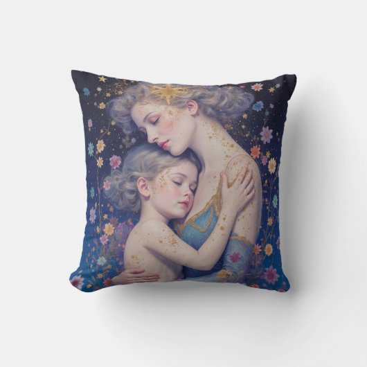 Mother and Child Art Throw Pillow Kussen (Voorkant)
