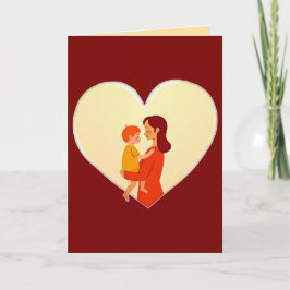 Mother and Child Love Illustration – Warm Family Kaart