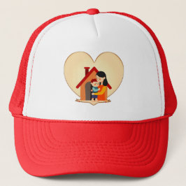 Mother and Child Love Illustration – Warm Family Trucker Pet