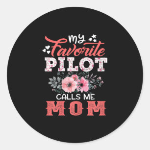 Mother Art   My Favorite Pilot Calls Me Mom Xmas Ronde Sticker