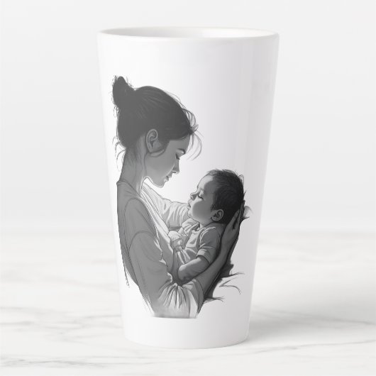 Mother & Baby artwork Latte Mok (Voorkant)