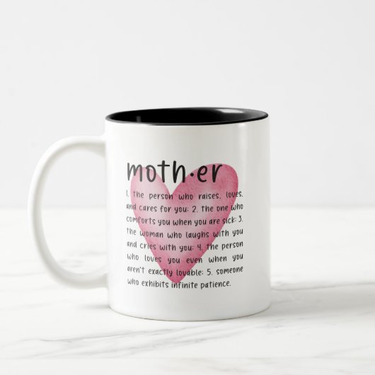 Mother Definition Coffee Mok met roze hart (Links)