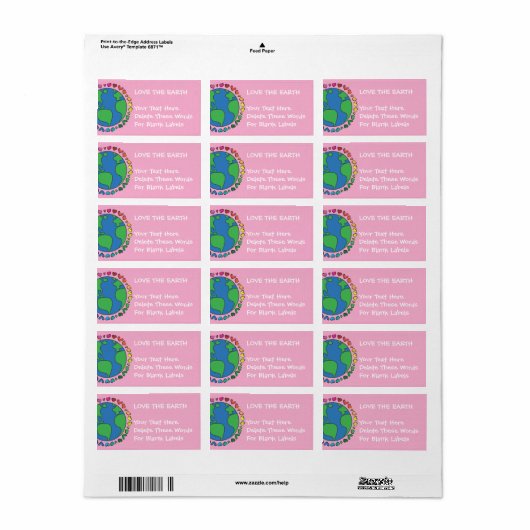 Mother Earth Day Save The Planet Rainbow Heart Etiket (Full Sheet)