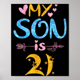 Mother father mom dad happy birthday son is 21 poster