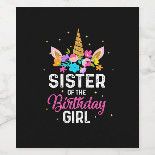 Mother Gift | Sister Of The Birthday Girl Birthday Wijn Etiket (Enkel label)