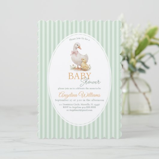 Mother Goose and Gosling Baby Shower Invitation (Debout devant)