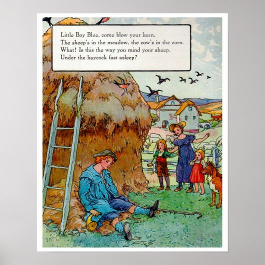 Mother Goose Nursery Rhyme Little Boy Blue Nursery Poster (Voorkant)