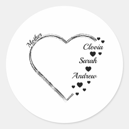 Mother heart ccustomize name ronde sticker (Voorkant)