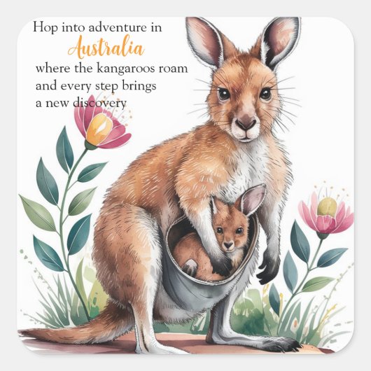 Mother Kangaroo Vierkante Sticker (Voorkant)