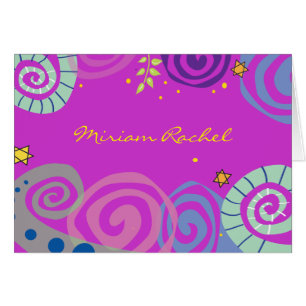 MOTHER NATURE SWIRL Bat Bar Mitzvah Thank You Card