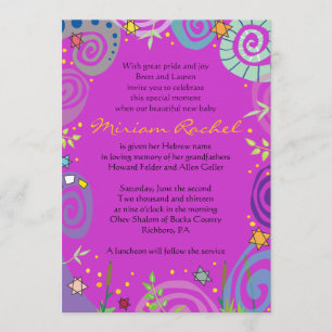 MOTHER NATUUR Jewish Baby Naming Invitation Kaart