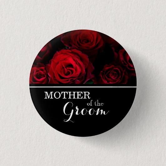"Mother of The Groom" Wedding Red Roses Ronde Button 3,2 Cm (Voorkant)