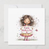 Mother’s Day Card with Child Illustration  (Voorkant)