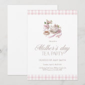 Mother’s Day Tea Party Pink Gingham Kaart (Voorkant / Achterkant)