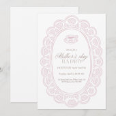 Mother’s Day Tea Party Pink Lace Doily Frame Kaart (Voorkant / Achterkant)
