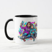 Mother & Son Graffiti Art Coffee Mug (Gauche)