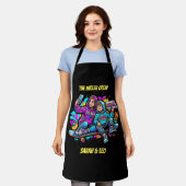  Mother Son Skater Black Graffiti Apron Schort (Gedragen)
