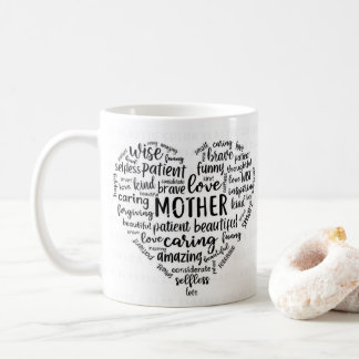 Mother world cloud coffee mug- Beautiful, caring,  Koffiemok
