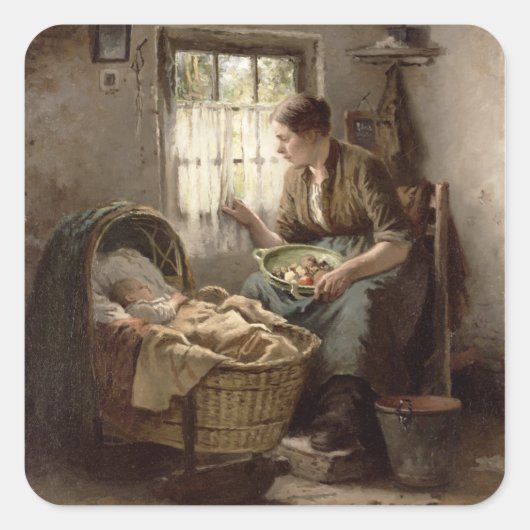 Motherly Affection (olie op canvas) Vierkante Sticker (Voorkant)