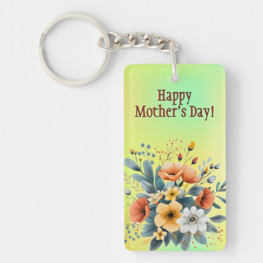 Mother's Day Boho Flowers Clipart-61983 Keychain B (Voorkant)