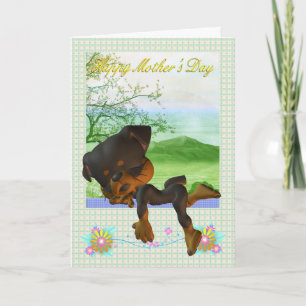 Mother's Day Card met little Rottweiler dog Kaart