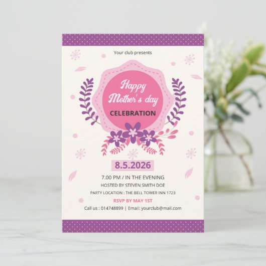 Mothers Day Event Invitation Flyer Template (Debout devant)