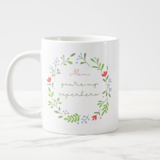 Mother's day floral green superhero mom extra grote beker